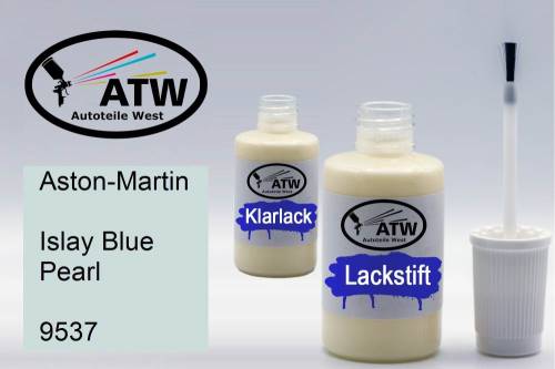 Aston-Martin, Islay Blue Pearl, 9537: 20ml Lackstift + 20ml Klarlack - Set, von ATW Autoteile West.